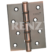 Картинка Петля врезная стальная RENZ 100- 4BB FH AС 4 подшипника плоский колпачок медь античная